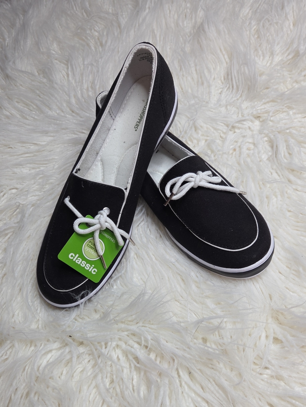 NWT Grasshoppers Classic Women's Black Canvas Boat Shoes Sz 10